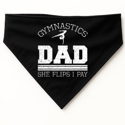 Gymnastics Dad She Flips I Pay Gymnast Balance Gymnastics USA-Made Doggie Bandana