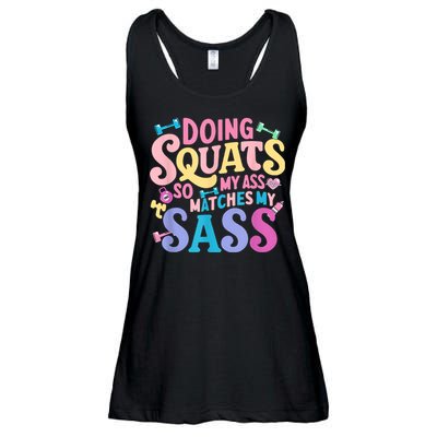 Gym Doing Squats So My Ass Matches My Sass Colorful Ladies Essential Flowy Tank
