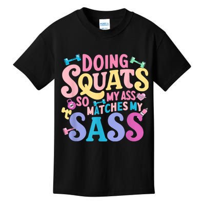 Gym Doing Squats So My Ass Matches My Sass Colorful Kids T-Shirt