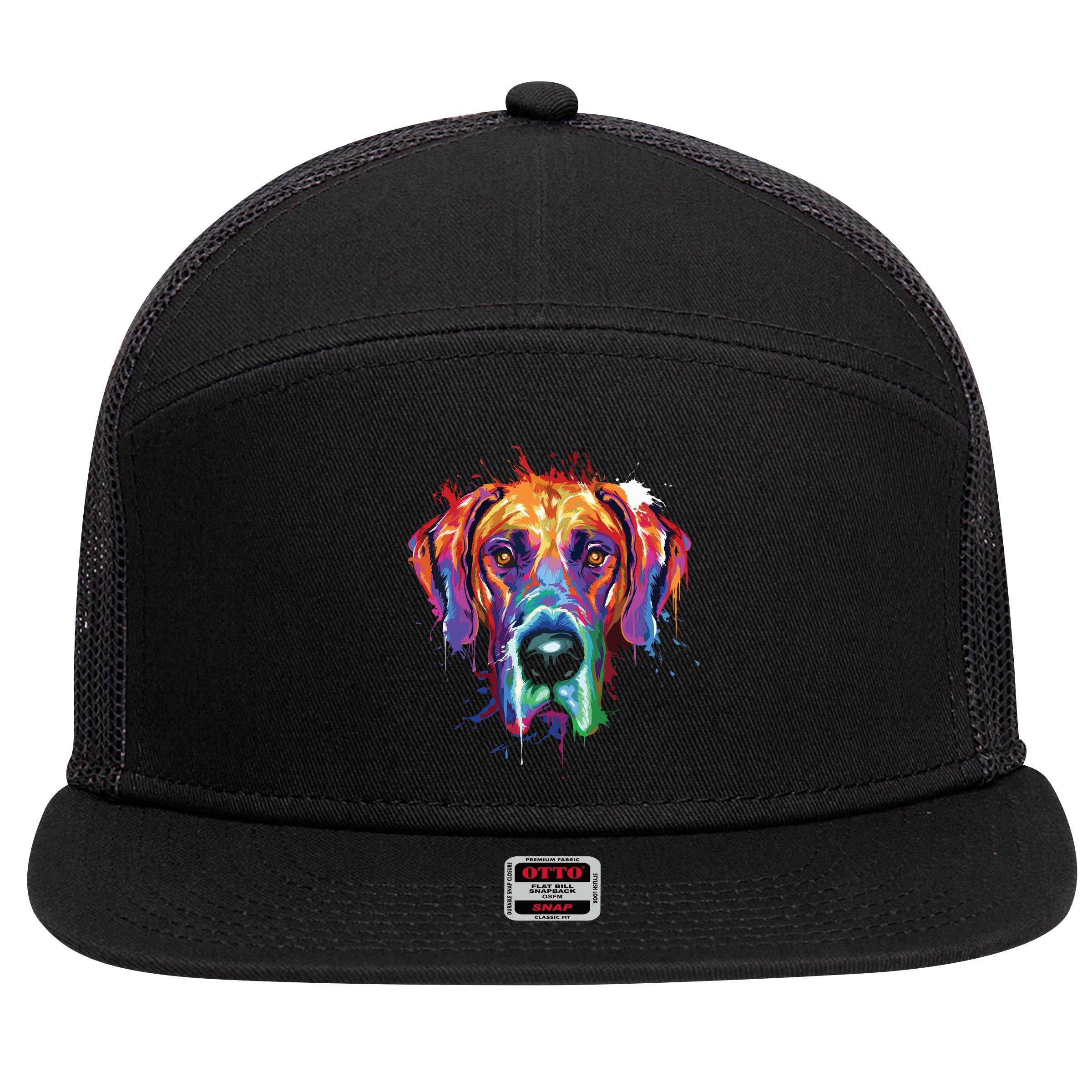 Great Dane Splash Art Dane Shirts Great Dane Gifts 7 Panel Mesh Trucker Snapback Hat