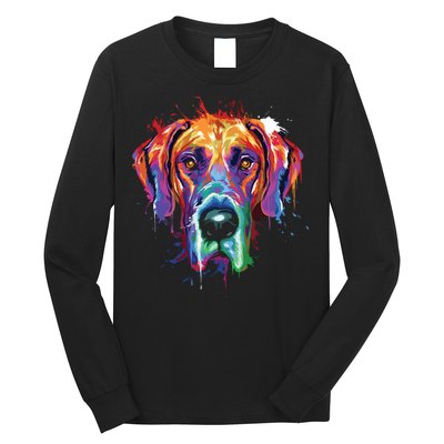 Great Dane Splash Art Dane Shirts Great Dane Gifts Long Sleeve Shirt