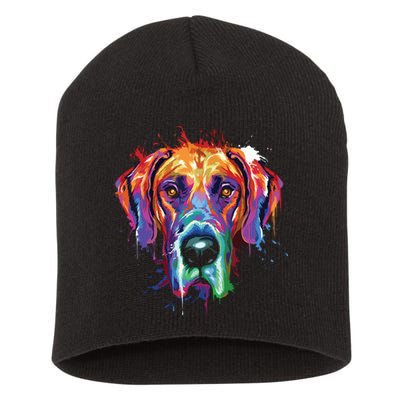 Great Dane Splash Art Dane Shirts Great Dane Gifts Short Acrylic Beanie
