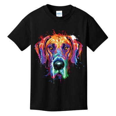 Great Dane Splash Art Dane Shirts Great Dane Gifts Kids T-Shirt