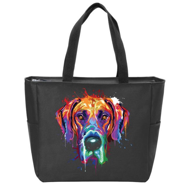 Great Dane Splash Art Dane Shirts Great Dane Gifts Zip Tote Bag