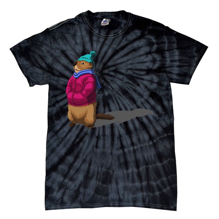 Groundhog Day Shadow Gift Ground Hog Tie-Dye T-Shirt