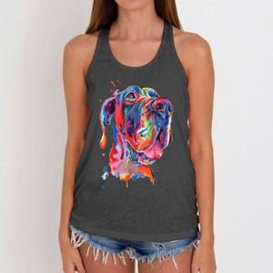 Great Dane Splash Art Dane Women's Knotted Racerback Tank