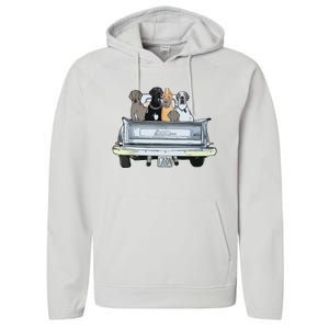 Great Dane Squad Pickup Truck Top For Men Large Dog Dad Performance Fleece Hoodie