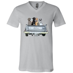 Great Dane Squad Pickup Truck Top For Men Large Dog Dad V-Neck T-Shirt