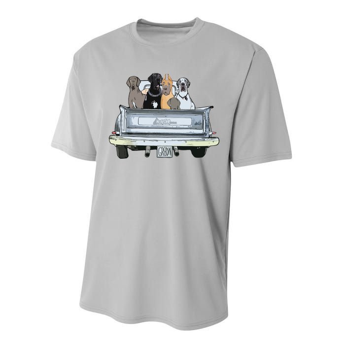 Great Dane Squad Pickup Truck Top For Men Large Dog Dad Performance Sprint T-Shirt