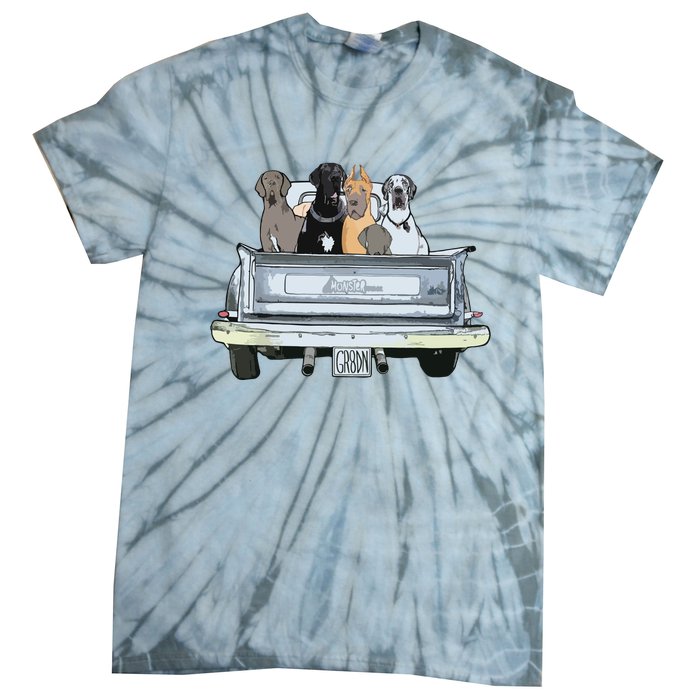 Great Dane Squad Pickup Truck Top For Men Large Dog Dad Tie-Dye T-Shirt