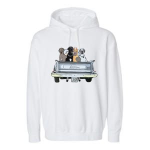 Great Dane Squad Pickup Truck Top For Men Large Dog Dad Garment-Dyed Fleece Hoodie