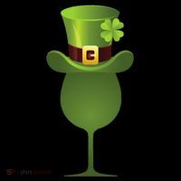 Green Drinking St. Patricks Shamrock Tophat Wine Graphic Drawstring Bag