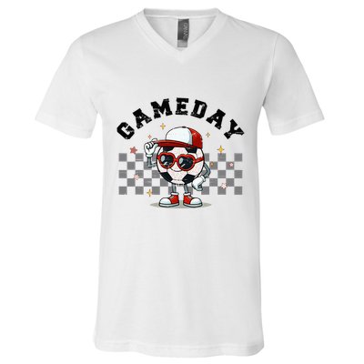 Game Day Soccer Funny Game Day Soccer Sport Lover V-Neck T-Shirt