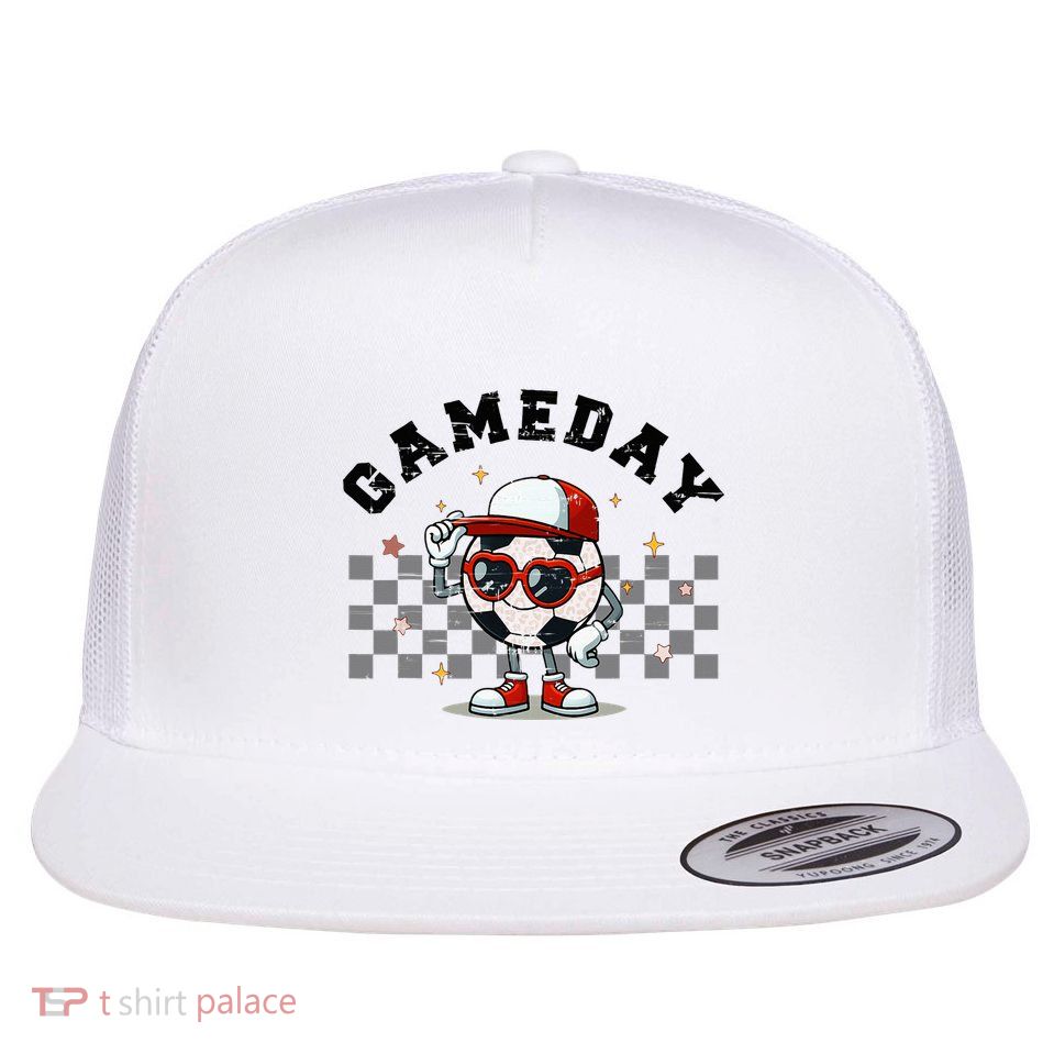 Game Day Soccer Funny Game Day Soccer Sport Lover Flatbill Hat
