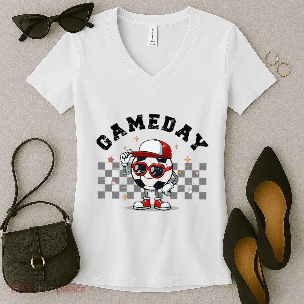 Game Day Soccer Funny Game Day Soccer Sport Lover Women's V-Neck T-Shirt
