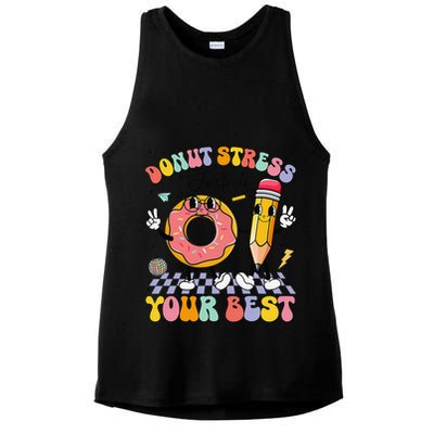 Groovy Donut Stress Just Do Your Best Test Testing Day Ladies PosiCharge Tri-Blend Wicking Tank