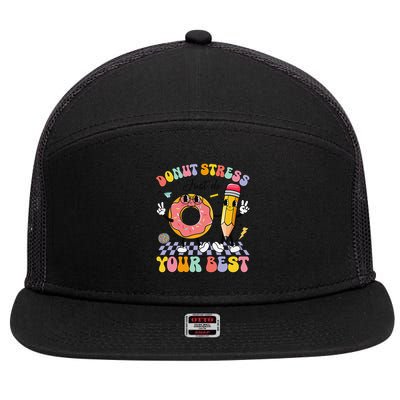 Groovy Donut Stress Just Do Your Best Test Testing Day 7 Panel Mesh Trucker Snapback Hat
