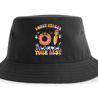 Groovy Donut Stress Just Do Your Best Test Testing Day Sustainable Bucket Hat