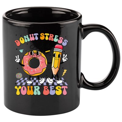 Groovy Donut Stress Just Do Your Best Test Testing Day 11oz C Handle Ceramic Mug