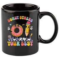 Groovy Donut Stress Just Do Your Best Test Testing Day 11oz C Handle Ceramic Mug