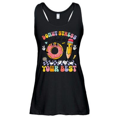 Groovy Donut Stress Just Do Your Best Test Testing Day Ladies Essential Flowy Tank