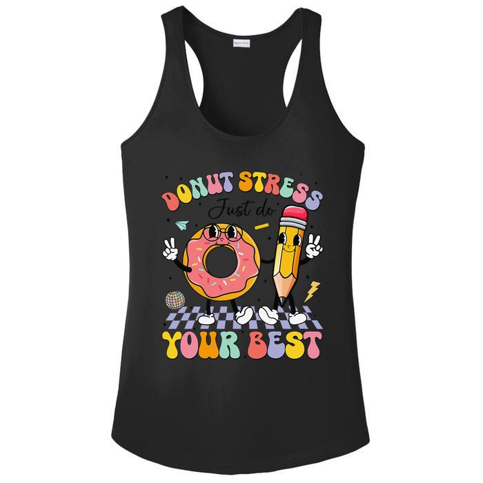 Groovy Donut Stress Just Do Your Best Test Testing Day Ladies PosiCharge Competitor Racerback Tank