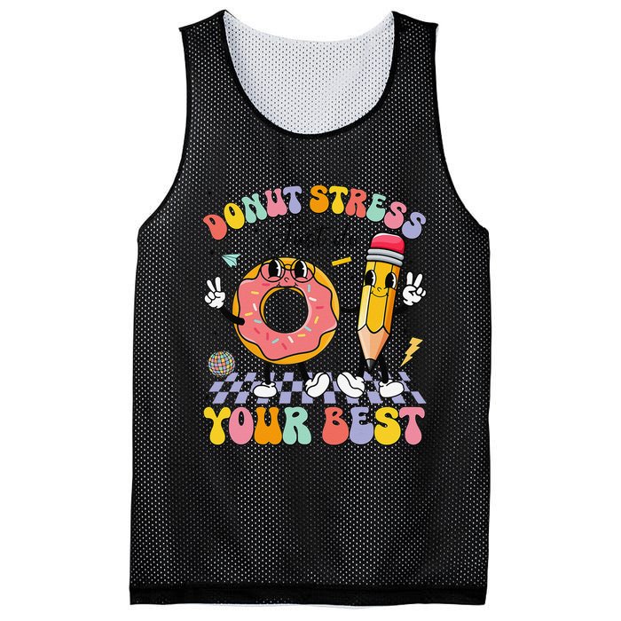 Groovy Donut Stress Just Do Your Best Test Testing Day Mesh Reversible Basketball Jersey Tank