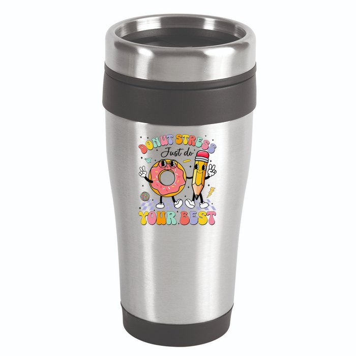 Groovy Donut Stress Just Do Your Best Test Testing Day 16oz Travel Tumbler
