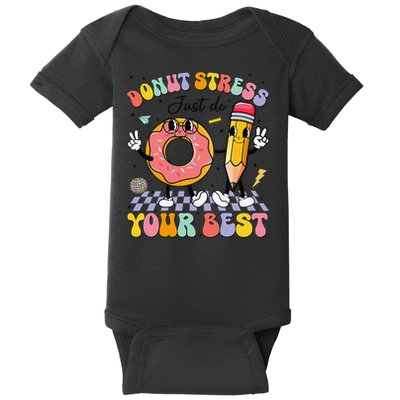 Groovy Donut Stress Just Do Your Best Test Testing Day Baby Bodysuit
