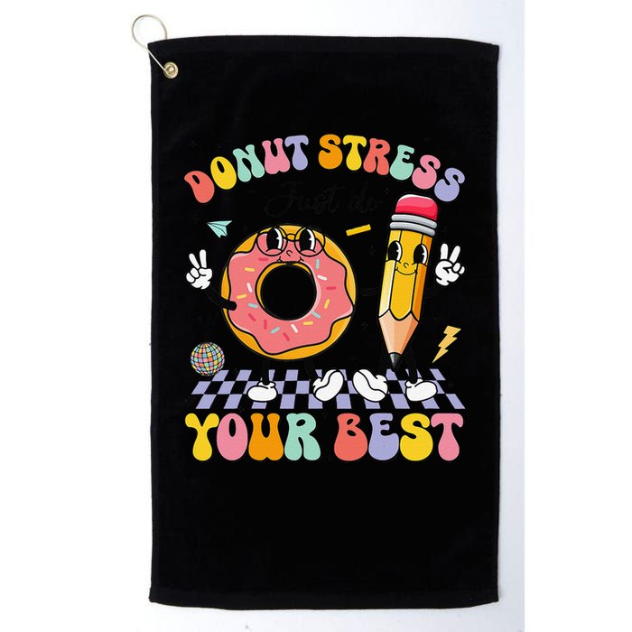Groovy Donut Stress Just Do Your Best Test Testing Day Golf Towel