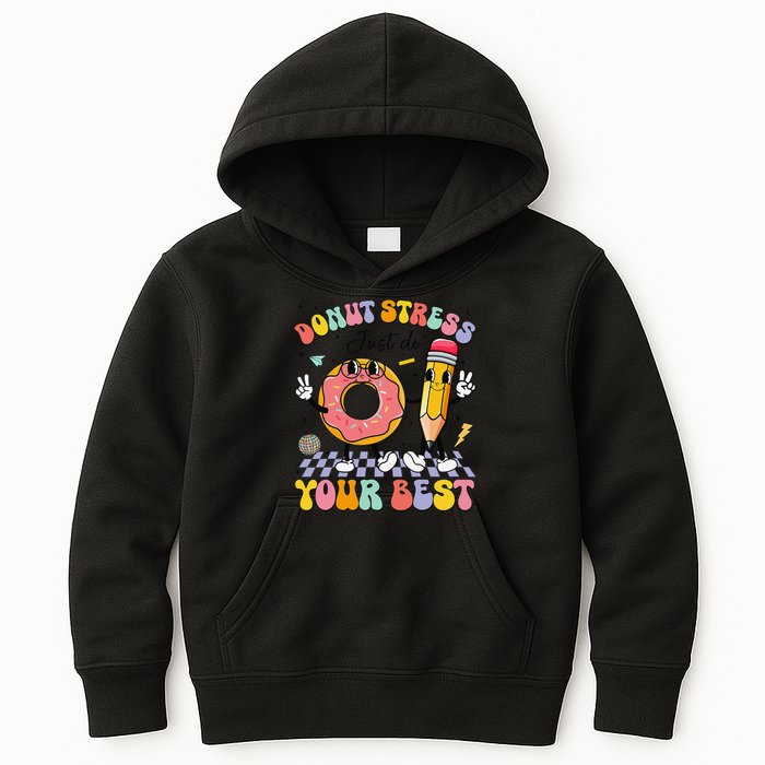 Groovy Donut Stress Just Do Your Best Test Testing Day Kids Hoodie