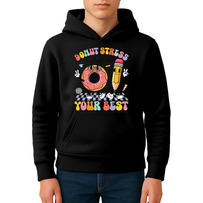 Groovy Donut Stress Just Do Your Best Test Testing Day Kids Hoodie