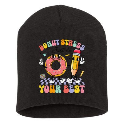 Groovy Donut Stress Just Do Your Best Test Testing Day Short Acrylic Beanie