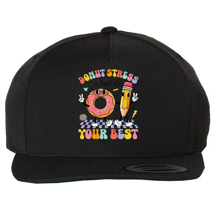 Groovy Donut Stress Just Do Your Best Test Testing Day Wool Snapback Cap