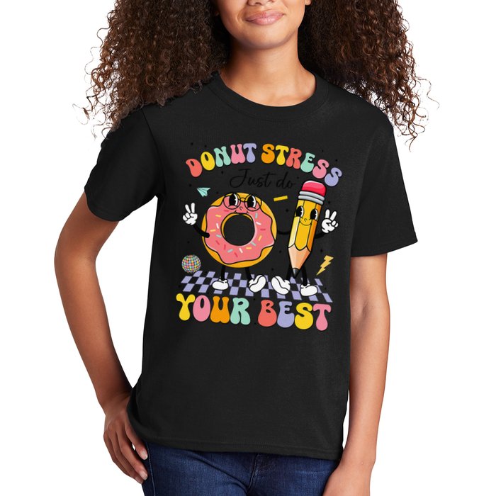 Groovy Donut Stress Just Do Your Best Test Testing Day Kids T-Shirt