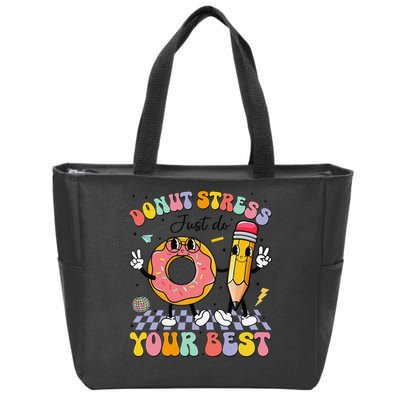 Groovy Donut Stress Just Do Your Best Test Testing Day Zip Tote Bag