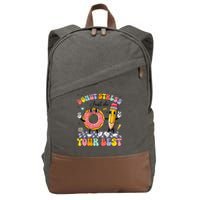 Groovy Donut Stress Just Do Your Best Test Testing Day Cotton Canvas Backpack