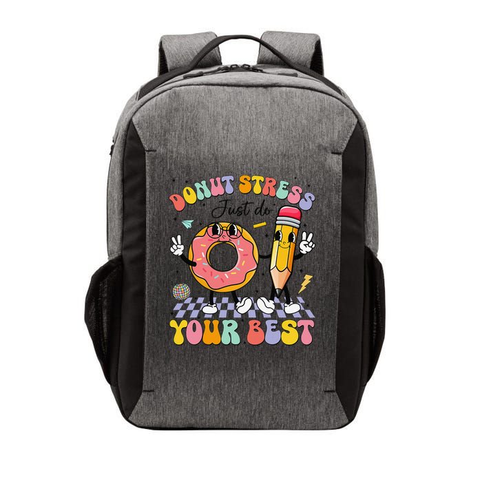 Groovy Donut Stress Just Do Your Best Test Testing Day Vector Backpack