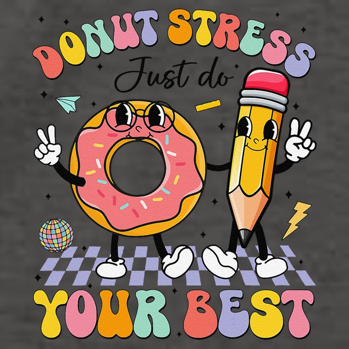 Groovy Donut Stress Just Do Your Best Test Testing Day Vector Backpack