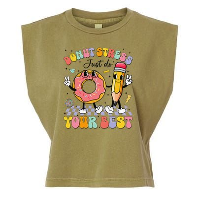 Groovy Donut Stress Just Do Your Best Test Testing Day Garment-Dyed Women's Muscle Tee