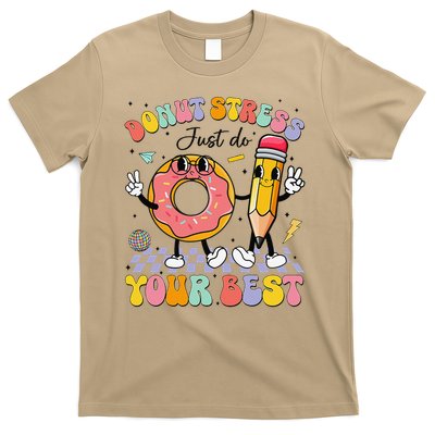 Groovy Donut Stress Just Do Your Best Test Testing Day T-Shirt