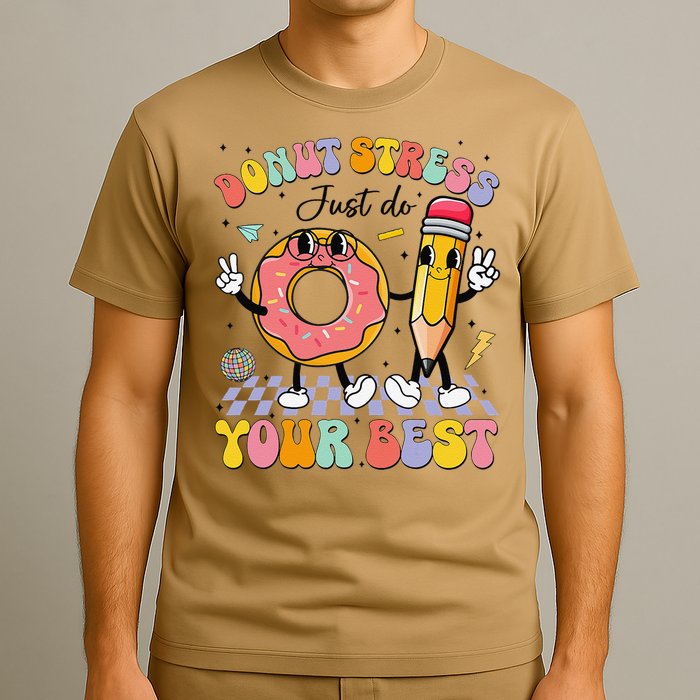 Groovy Donut Stress Just Do Your Best Test Testing Day T-Shirt