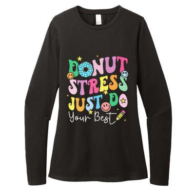 Groovy Donut Stress Just Do Your Best Test Day Teachers Womens CVC Long Sleeve Shirt