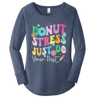 Groovy Donut Stress Just Do Your Best Test Day Teachers Women's Perfect Tri Tunic Long Sleeve Shirt