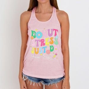 Groovy Donut Stress Just Do Your Best Test Day Teachers Women's Knotted Racerback Tank