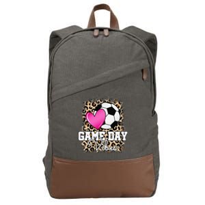 Game Day Soccer Leopard Print Soccer Cotton Canvas Backpack