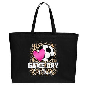 Game Day Soccer Leopard Print Soccer Cotton Canvas Jumbo Tote