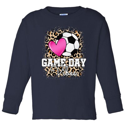 Game Day Soccer Leopard Print Soccer Toddler Long Sleeve Shirt