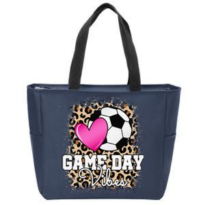 Game Day Soccer Leopard Print Soccer Zip Tote Bag