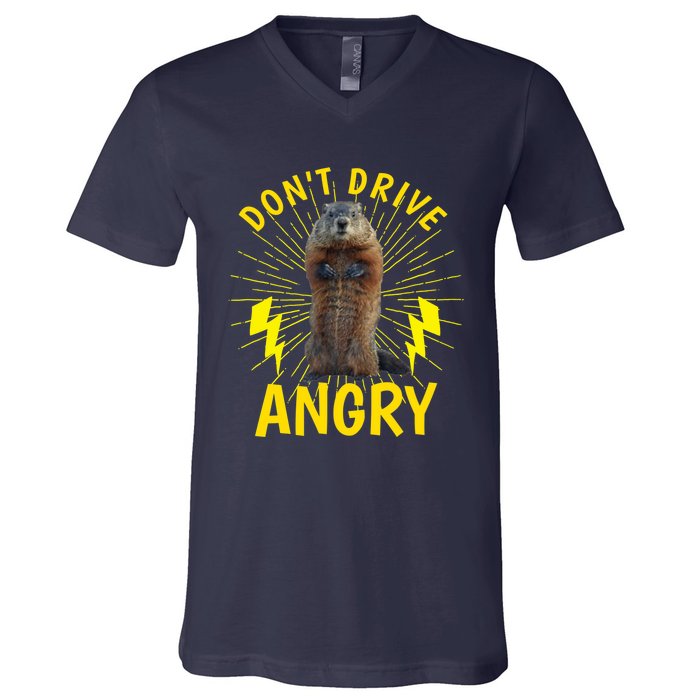 Groundhog Day Shirt Don't Drive Angry V-Neck T-Shirt